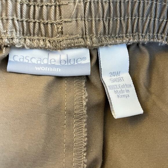 Cascade Blues Khaki Tan Pull On Elastic Waist High-Rise Pants NWT Plus 24W Short - Picture 3 of 11